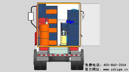 山東田中卡車養(yǎng)護(hù)搶修服務(wù)車后部視圖